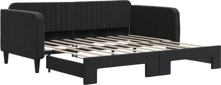 VidaXL -Slaapbank-met-onderschuifbed-90x190-cm-fluweel-zwart - Foto 2