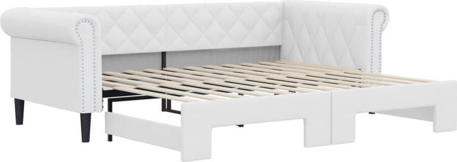 VidaXL -Slaapbank-met-onderschuifbed-90x200-cm-kunstleer-wit - Foto 2