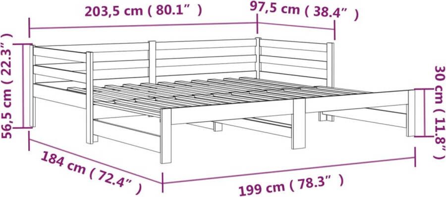 VidaXL -Slaapbank-met-onderschuifbed-90x200-cm-massief-grenenhout - Foto 5
