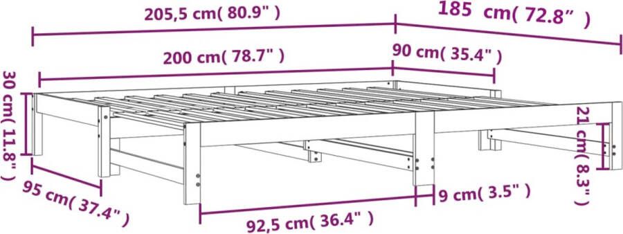 VidaXL -Slaapbank-met-onderschuifbed-90x200-cm-massief-grenenhout - Foto 4