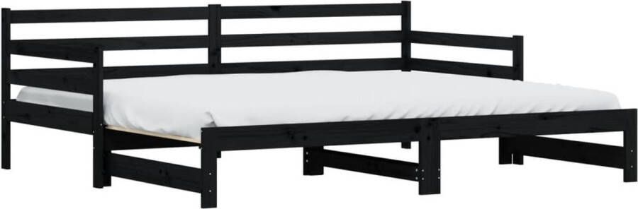 VidaXL -Slaapbank-met-onderschuifbed-90x200-cm-massief-grenenhout-zwart - Foto 3