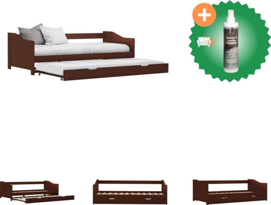 VidaXL Slaapbank Met Uitschuifbaar Onderbed 205x97.5x66 cm Grenenhouten Frame Bed Inclusief Reiniger
