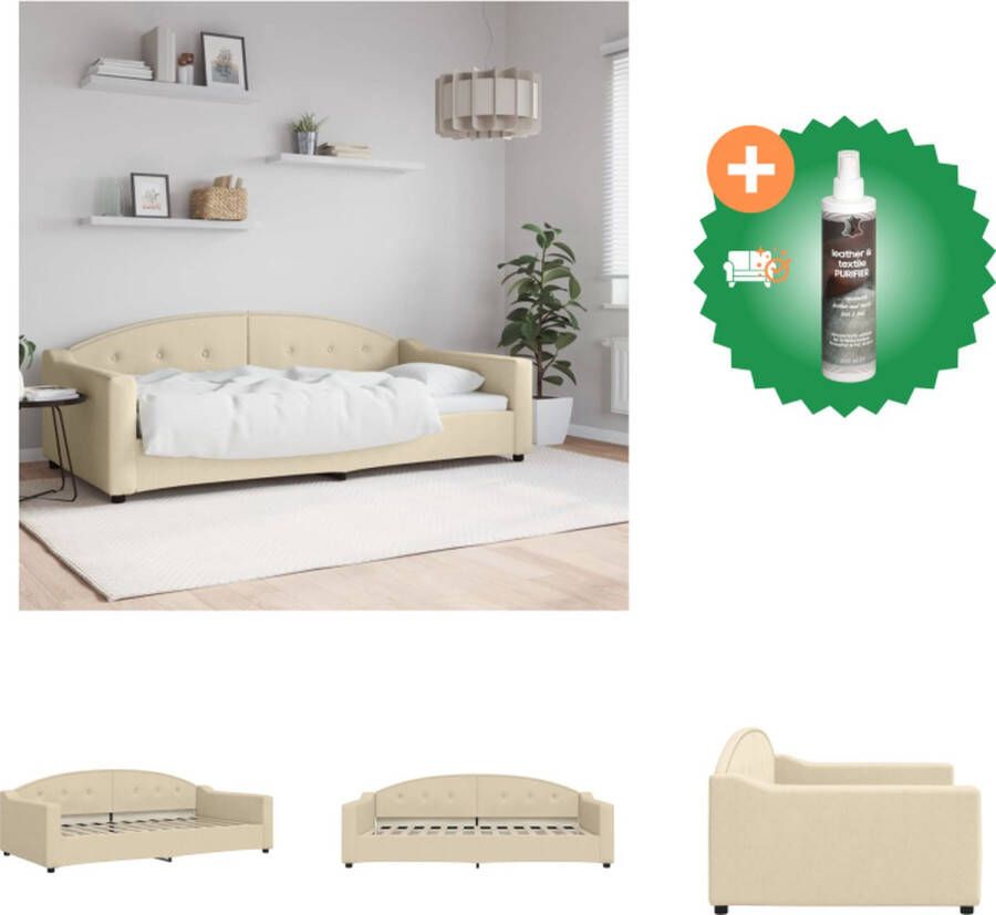 VidaXL Slaapbank Modern 223 x 110 x 75 Crème stof Metalen frame Bed Inclusief Reiniger