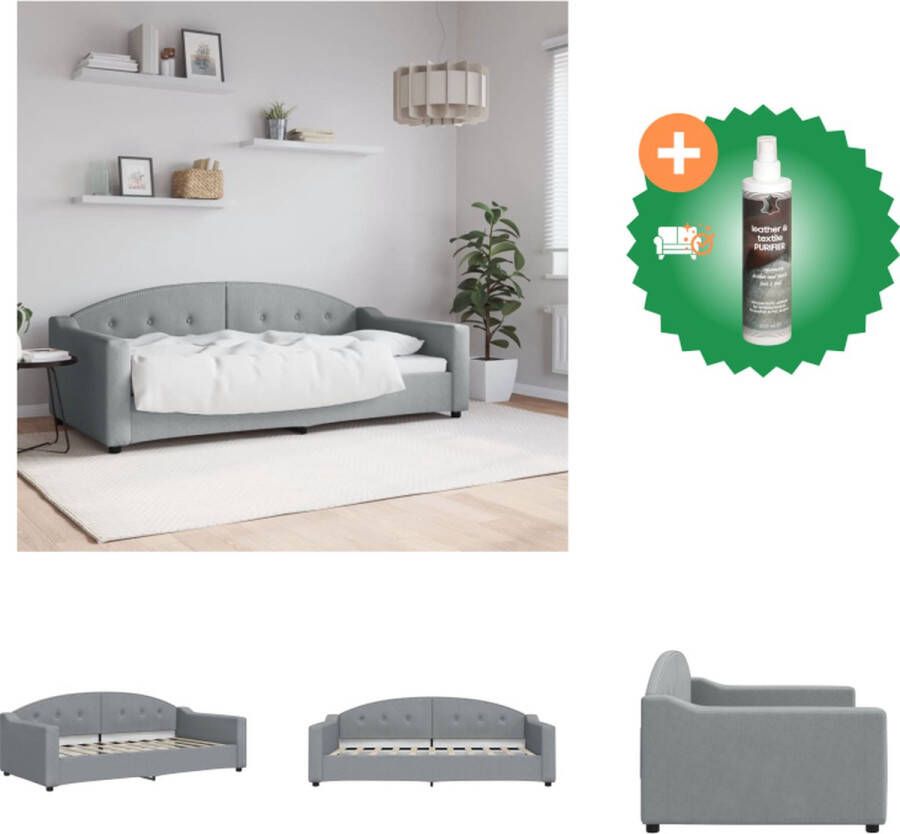 VidaXL Slaapbank Modern Lichtgrijs 212x100x75 cm 2-in-1 Dagbed Stof Metalen Houten Frame Bed Inclusief Reiniger