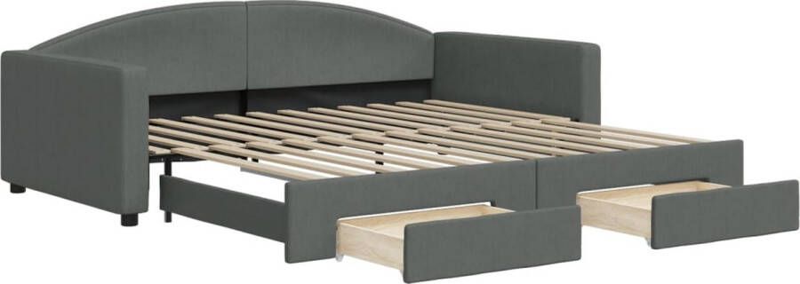 VidaXL -Slaapbank-onderschuifbed-en-lades-100x200-cm-stof-donkergrijs - Foto 2