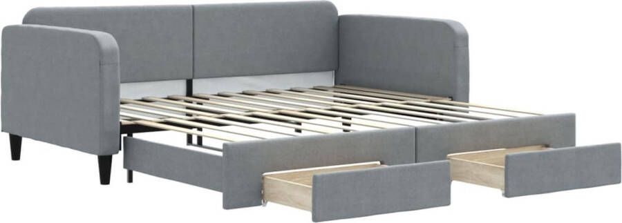 VidaXL -Slaapbank-onderschuifbed-en-lades-100x200-cm-stof-lichtgrijs - Foto 2