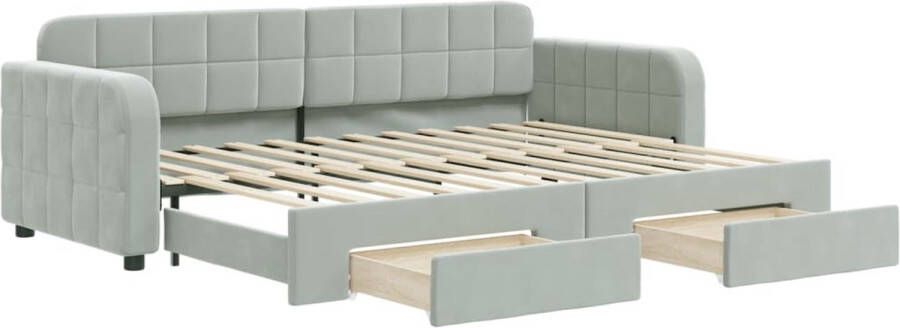 VidaXL -Slaapbank-onderschuifbed-en-lades-80x200-cm-fluweel-lichtgrijs - Foto 2
