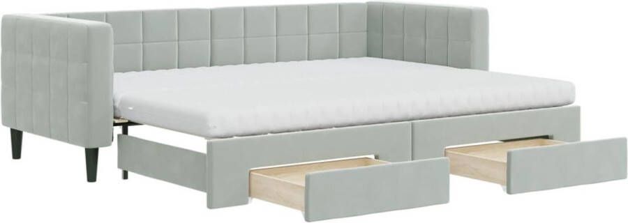 VidaXL -Slaapbank-onderschuifbed-en-lades-80x200-cm-fluweel-lichtgrijs - Foto 2