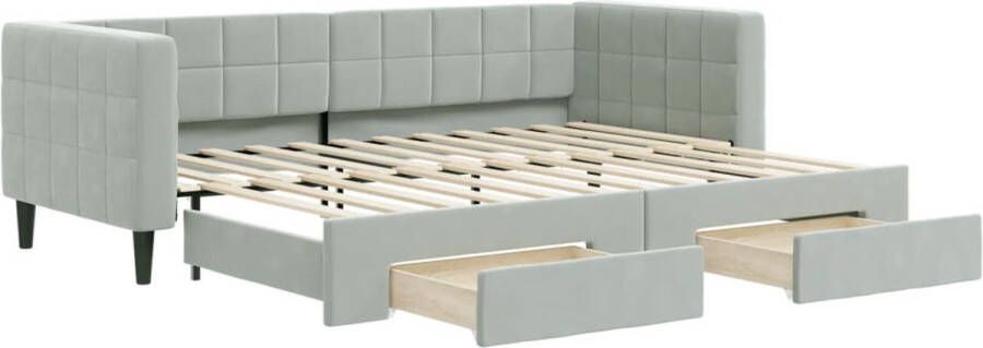 VidaXL -Slaapbank-onderschuifbed-en-lades-80x200-cm-fluweel-lichtgrijs - Foto 2