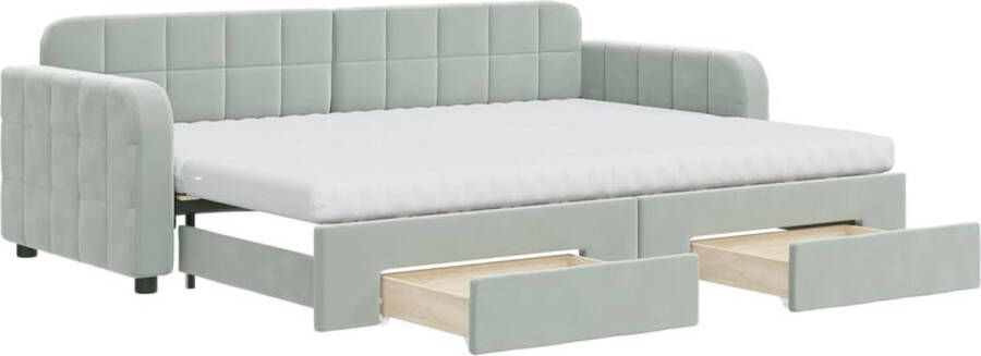 VidaXL -Slaapbank-onderschuifbed-en-lades-80x200-cm-fluweel-lichtgrijs - Foto 2