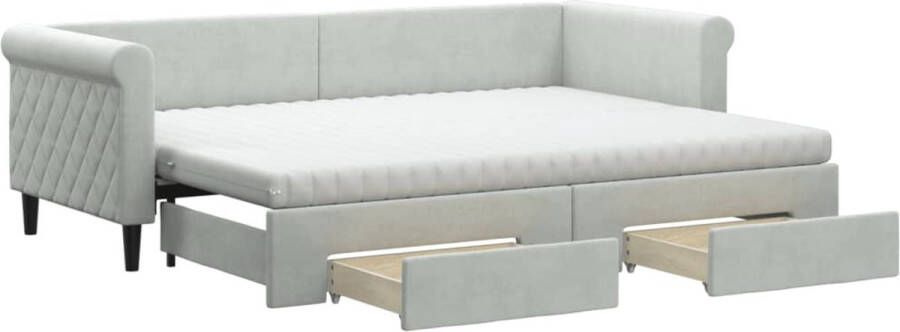 VidaXL -Slaapbank-onderschuifbed-en-lades-80x200-cm-fluweel-lichtgrijs - Foto 3