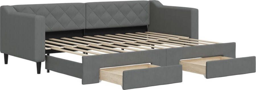 VidaXL -Slaapbank-onderschuifbed-en-lades-80x200-cm-stof-donkergrijs - Foto 2