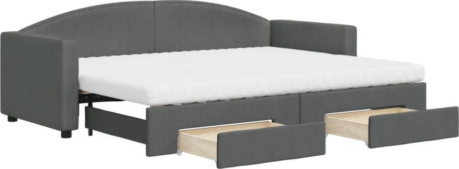 VidaXL -Slaapbank-onderschuifbed-en-lades-80x200-cm-stof-donkergrijs - Foto 2