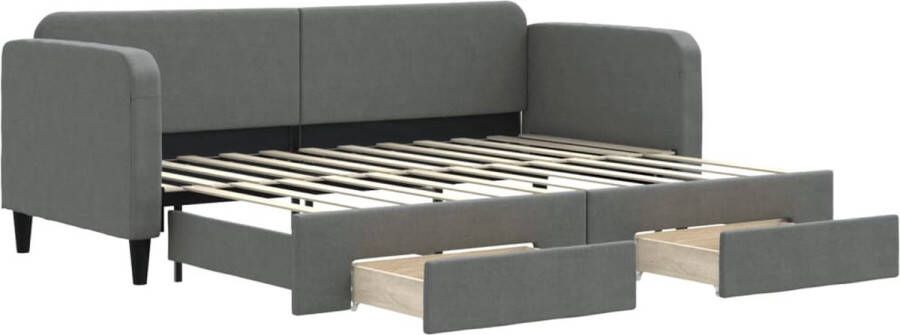 VidaXL -Slaapbank-onderschuifbed-en-lades-80x200-cm-stof-donkergrijs - Foto 2