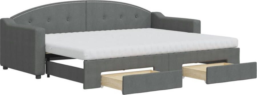 VidaXL -Slaapbank-onderschuifbed-en-lades-80x200-cm-stof-donkergrijs - Foto 2