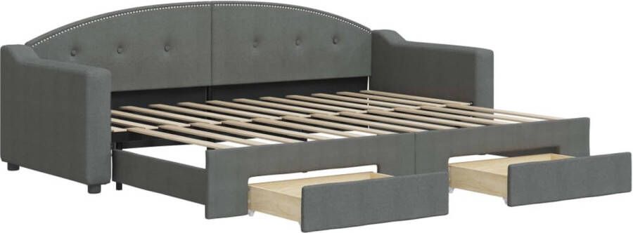 VidaXL -Slaapbank-onderschuifbed-en-lades-80x200-cm-stof-donkergrijs - Foto 4