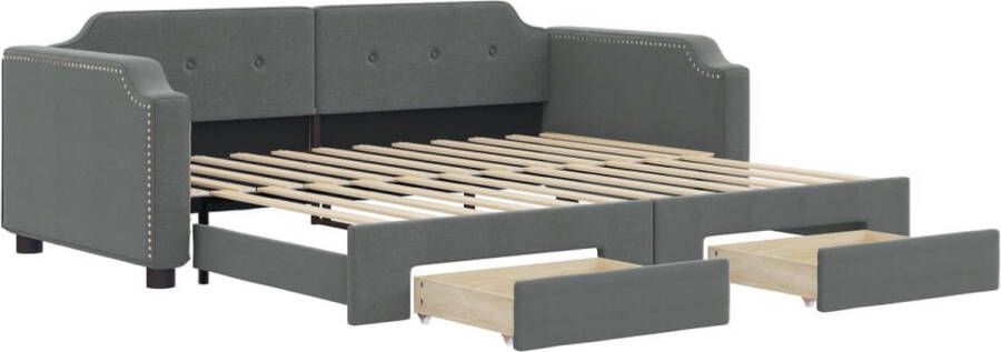 VidaXL -Slaapbank-onderschuifbed-en-lades-80x200-cm-stof-donkergrijs - Foto 2