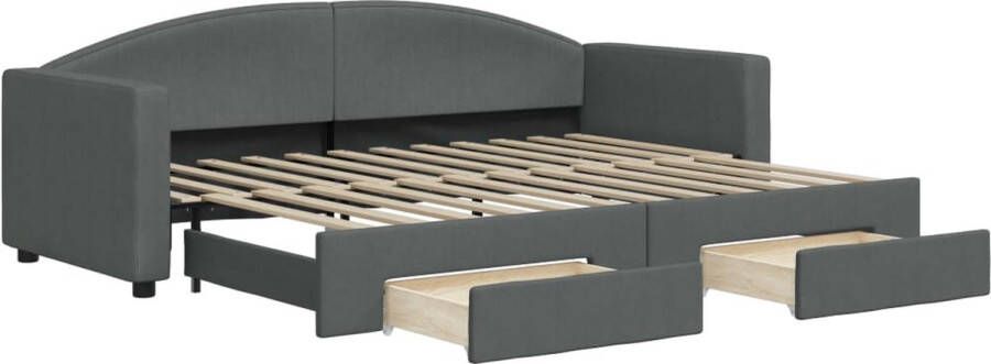 VidaXL -Slaapbank-onderschuifbed-en-lades-80x200-cm-stof-donkergrijs - Foto 2