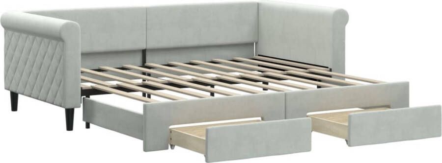 VidaXL -Slaapbank-onderschuifbed-en-lades-90x190-cm-fluweel-lichtgrijs - Foto 2