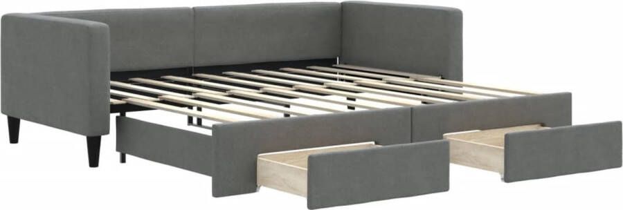 VidaXL -Slaapbank-onderschuifbed-en-lades-90x190-cm-stof-donkergrijs - Foto 2