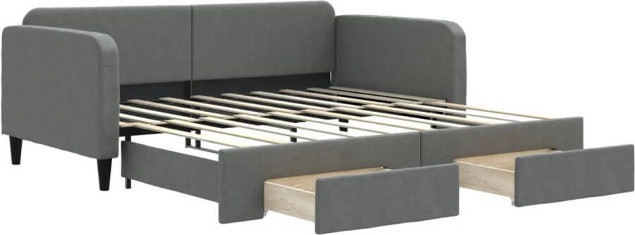VidaXL -Slaapbank-onderschuifbed-en-lades-90x190-cm-stof-donkergrijs - Foto 2