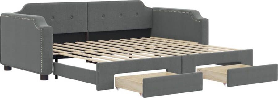 VidaXL -Slaapbank-onderschuifbed-en-lades-90x190-cm-stof-donkergrijs - Foto 2