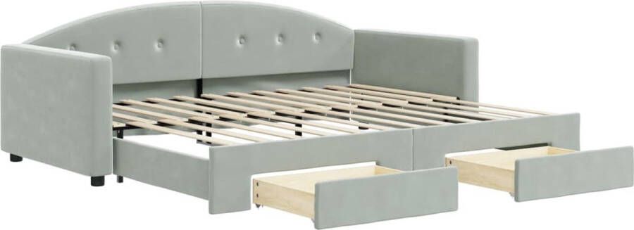 VidaXL Slaapbank met onderschuifbed Fluweel Lichtgrijs Slaapbank Sofa Bed Tweepersoons Bed Onder Schuifbed Multifunctioneel Meubilair - Foto 4