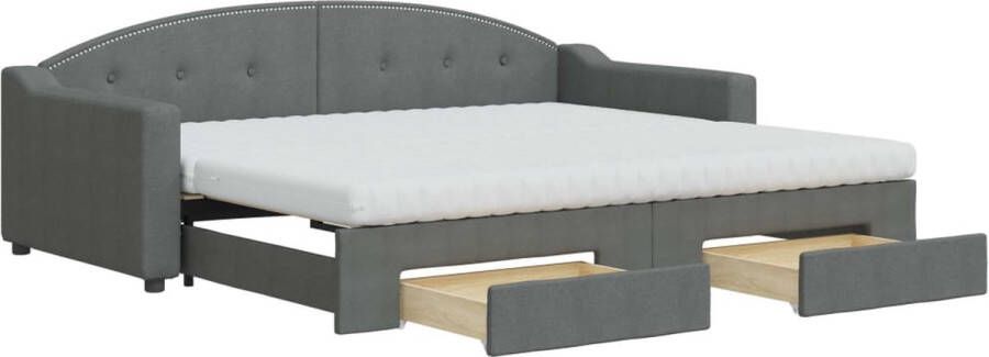 VidaXL -Slaapbank-onderschuifbed-en-lades-90x200-cm-stof-donkergrijs - Foto 2