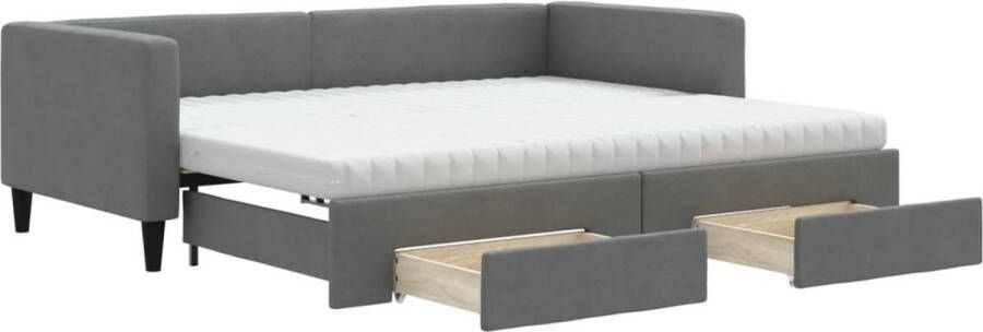 VidaXL -Slaapbank-onderschuifbed-en-lades-90x200-cm-stof-donkergrijs - Foto 2