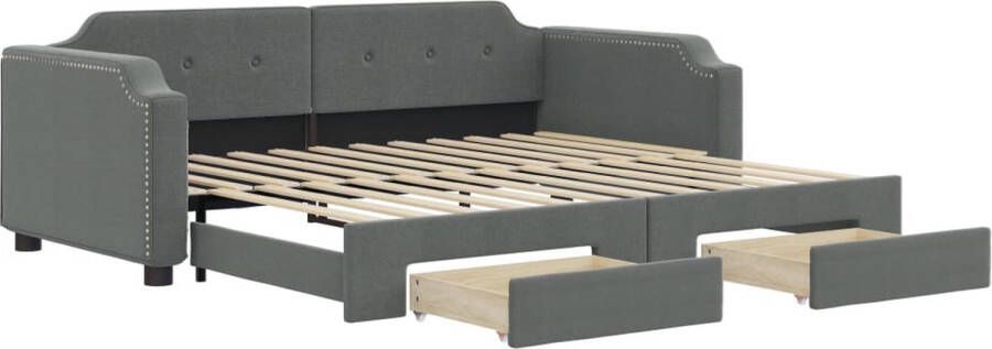 VidaXL -Slaapbank-onderschuifbed-en-lades-90x200-cm-stof-donkergrijs - Foto 2