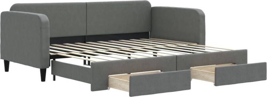 VidaXL -Slaapbank-onderschuifbed-en-lades-90x200-cm-stof-donkergrijs - Foto 2