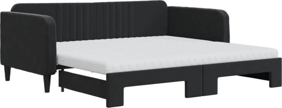 VidaXL -Slaapbank-onderschuifbed-en-matrassen-90x190-cm-fluweel-zwart - Foto 2
