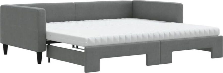 VidaXL -Slaapbank-onderschuifbed-matrassen-100x200-cm-stof-donkergroen - Foto 2