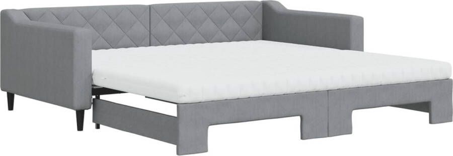 VidaXL -Slaapbank-onderschuifbed-matrassen-100x200-cm-stof-lichtgrijs - Foto 2