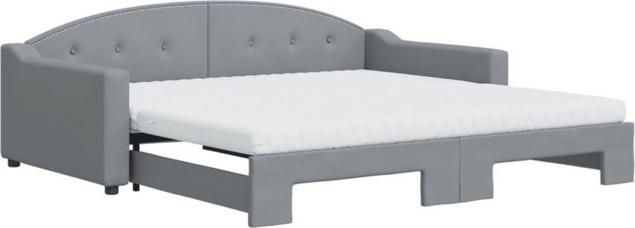 VidaXL -Slaapbank-onderschuifbed-matrassen-100x200-cm-stof-lichtgrijs - Foto 2