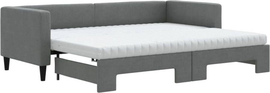 VidaXL -Slaapbank-onderschuifbed-matrassen-80x200-cm-stof-donkergrijs