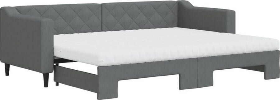 VidaXL -Slaapbank-onderschuifbed-matrassen-80x200-cm-stof-donkergrijs - Foto 2
