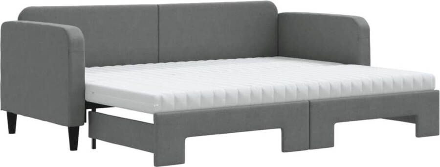 VidaXL -Slaapbank-onderschuifbed-matrassen-80x200-cm-stof-donkergrijs - Foto 2