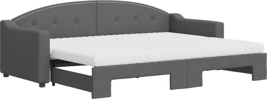 VidaXL -Slaapbank-onderschuifbed-matrassen-80x200-cm-stof-donkergrijs - Foto 2