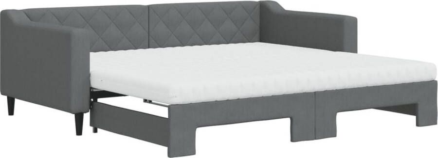 VidaXL -Slaapbank-onderschuifbed-matrassen-90x190-cm-stof-donkergroen - Foto 2