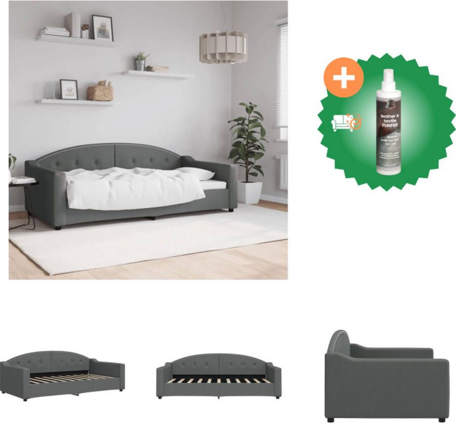 VidaXL Slaapbank Serene Dagbed 2-in-1 Comfortabele stof Stevig frame Modern design Donkergrijs Bed Inclusief Reiniger