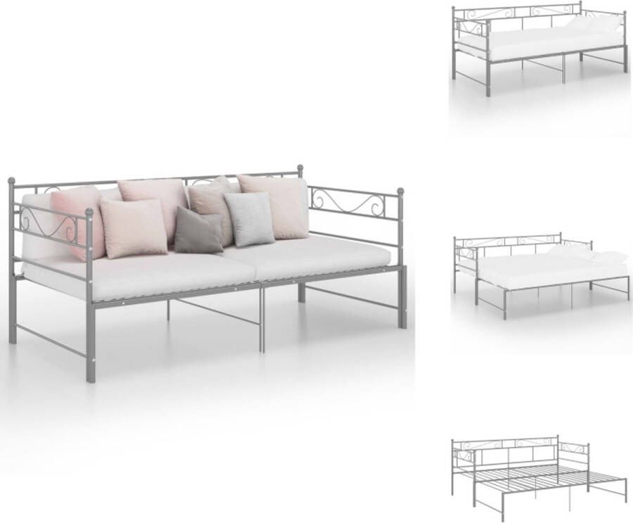 vidaXL Slaapbank Sereno Bedbank Grijs 206.5 x 185 x 89.5 cm Geschikt voor 90 x 200 cm Matras Metalen Constructie Bed