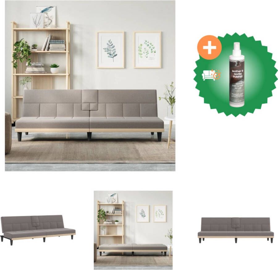 VidaXL Slaapbank Taupe 200x89x70 cm Verstelbare rugleuning Duurzaam materiaal Bank Inclusief Reiniger