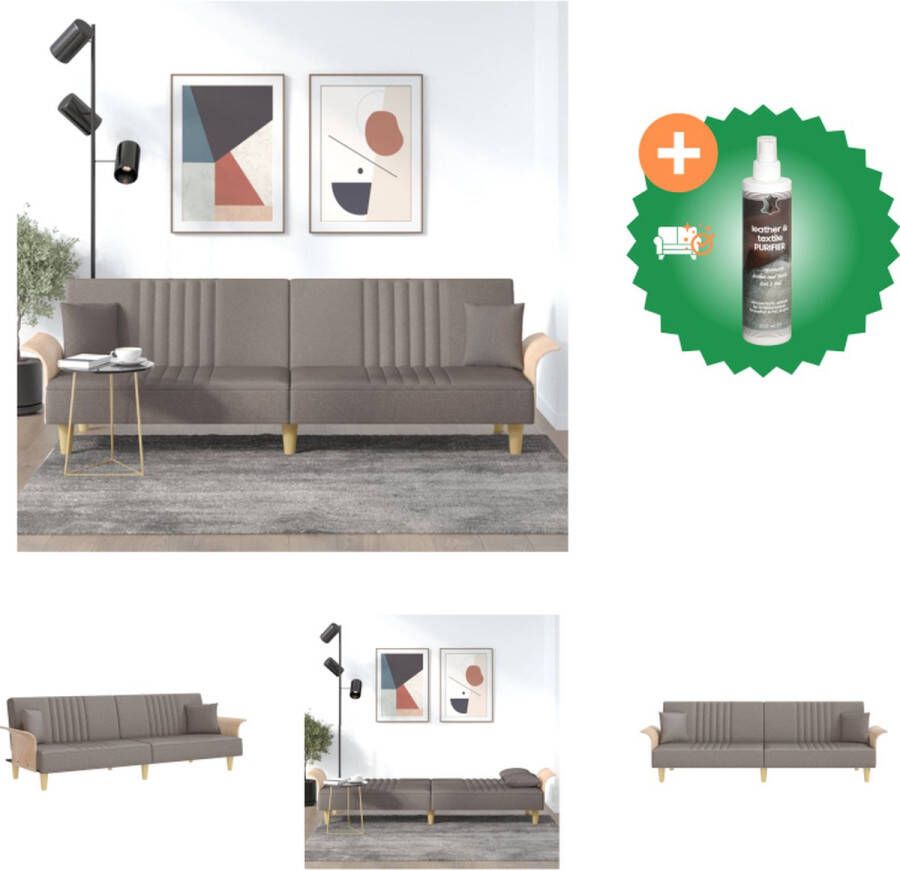 VidaXL Slaapbank Taupe 224x89x70cm Verstelbare rugleuning Comfortabele zittingen Praktische kussens Stevig frame Bank Inclusief Reiniger