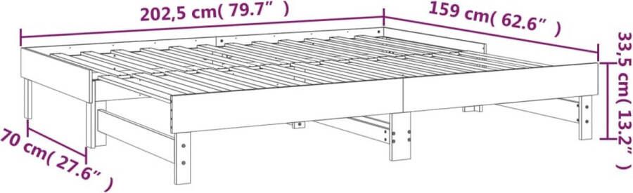 VidaXL -Slaapbank-uitschuifbaar-2x(80x200)-cm-grenenhout-honingbruin - Foto 4