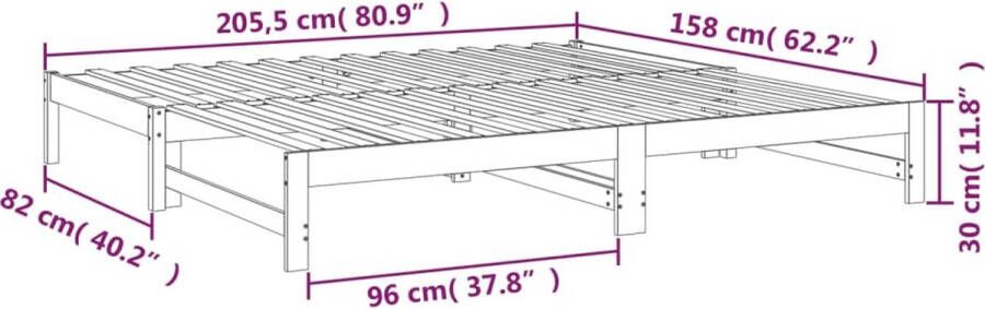 VidaXL -Slaapbank-uitschuifbaar-2x(80x200)-cm-grenenhout-honingbruin - Foto 4