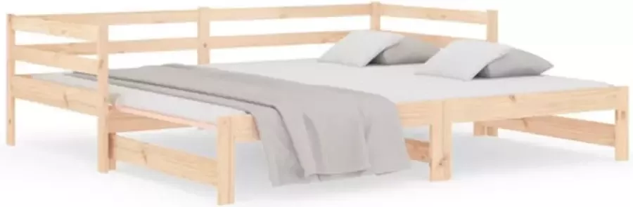 VidaXL Slaapbank uitschuifbaar 2x(80x200) cm massief grenenhout - Foto 2