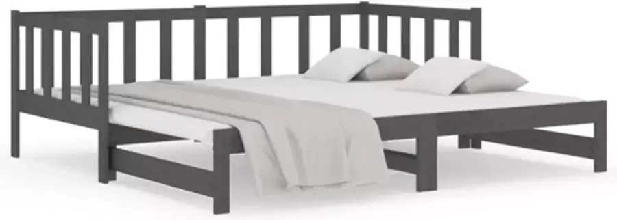 VidaXL -Slaapbank-uitschuifbaar-2x(80x200)-cm-massief-grenenhout-grijs - Foto 5