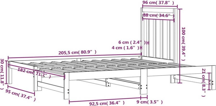 VidaXL -Slaapbank-uitschuifbaar-2x(90x200)-cm-massief-grenenhout - Foto 3