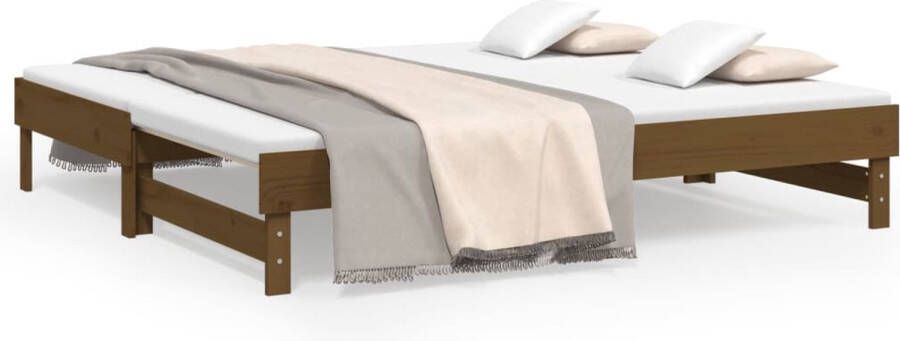 VidaXL -Slaapbank-uitschuifbaar-grenenhout-honingbruin-2x(90x190)-cm - Foto 6